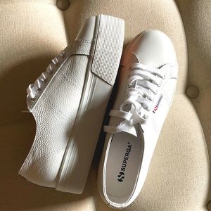 White Superga 2790 Nappaleaw Leather Women’s Shoes